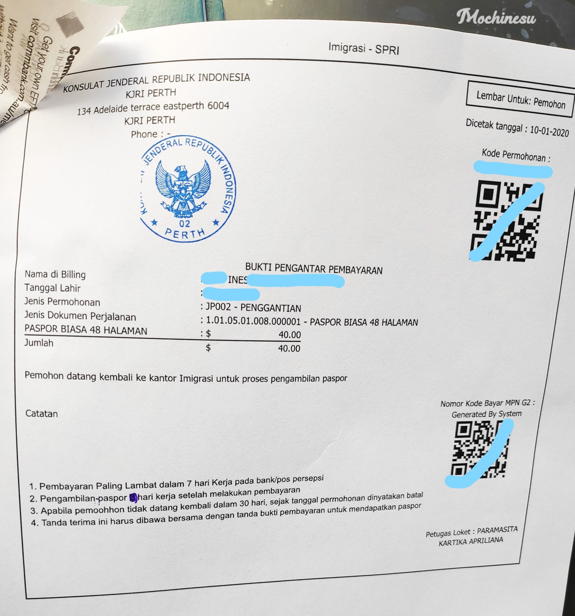 Perpanjang Passport Indonesia di Australia mochinesu